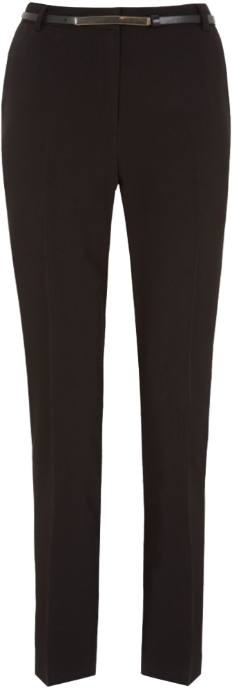 Black Belted Slim Leg Trousers