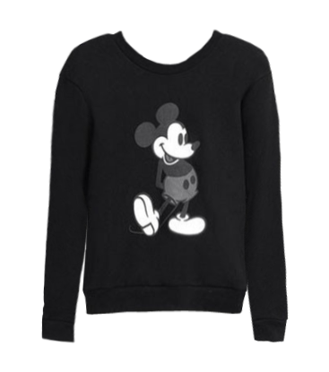 Mickey Print Long Sleeves Sweatshirt + Fishtail Hem Skirt Two Piece Suit