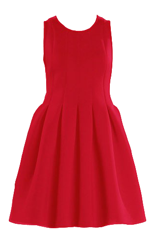 Red Pleated Hem Space Cotton Dress