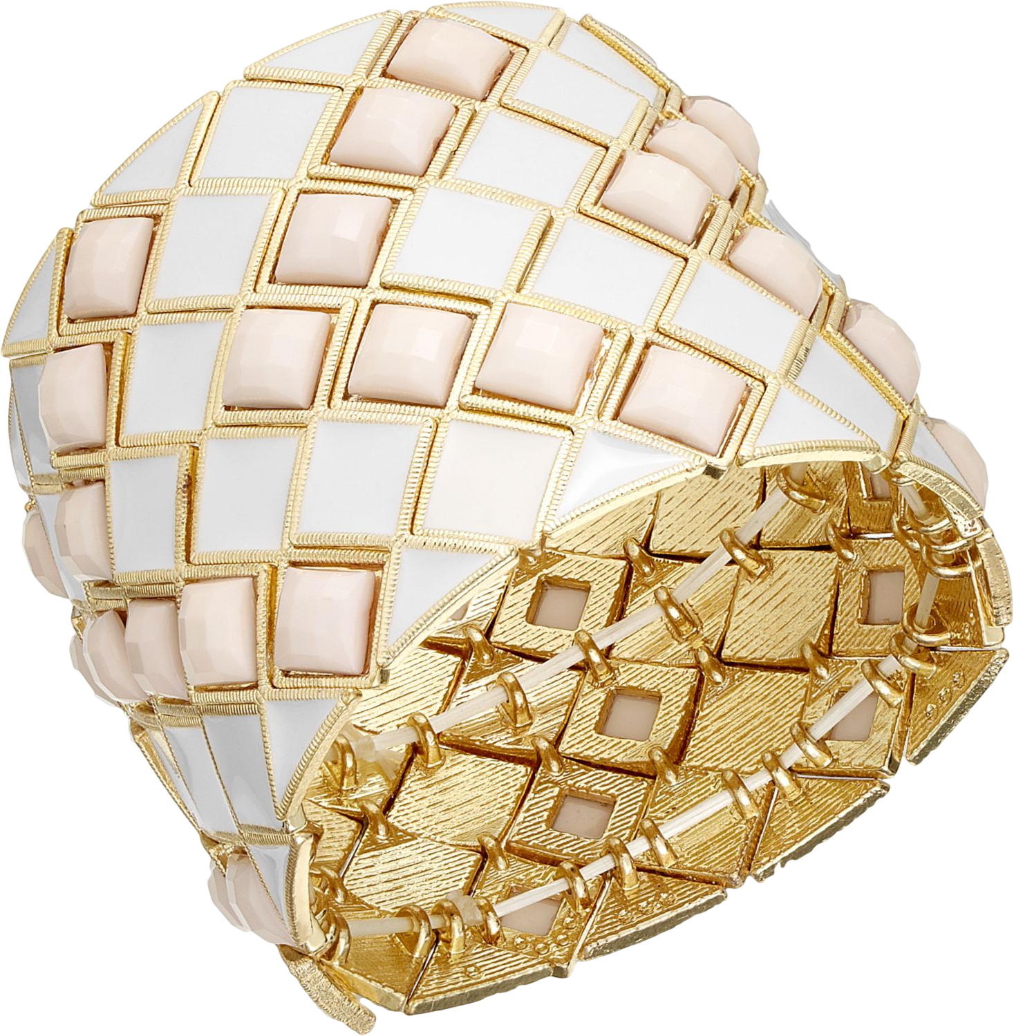Bar III Gold-Tone Taupe Stone Diamond Stretch Bracelet