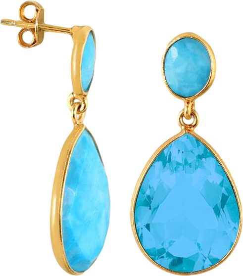 Turquoise Tear Drop Earrings in 18K Gold Plated Sterling Silver