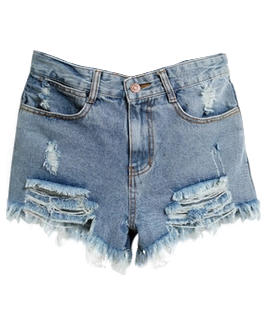 Mid and High Waist Flipped Denim Shorts