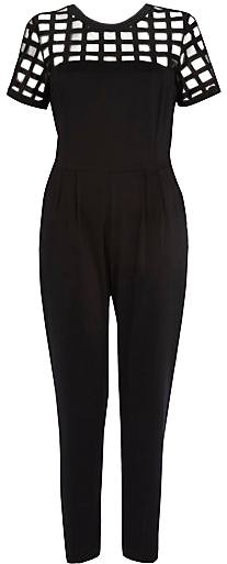 Black caged mesh smart jumpsuit