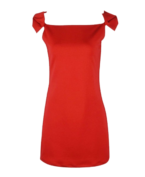 Shoulder Embellished Red Dress