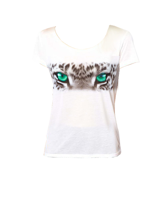 Tiger Eyes Print Short Sleeves White T-shirt