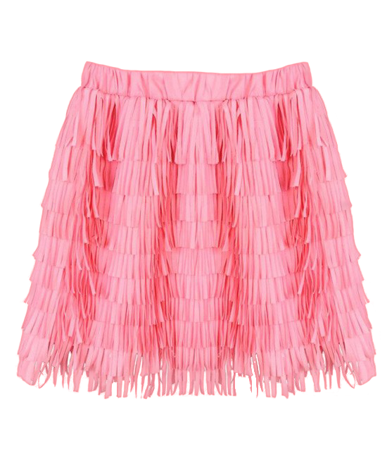 Pure Color Tassels Chiffon Skirt
