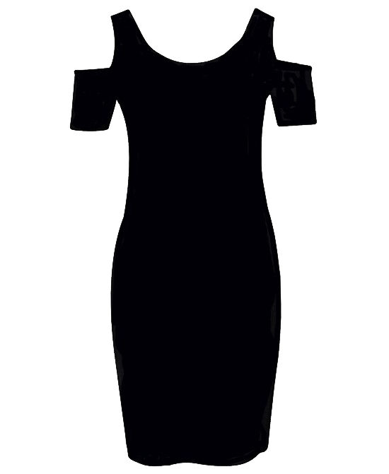 Off-the-shoulder Round Neck Black Bodycon Dress