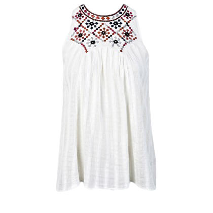 EMBELLISHED YOKE CREAM TOP