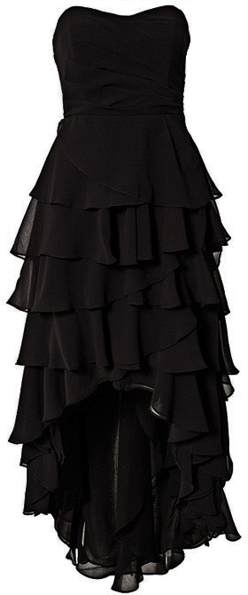 Irregular Hem Black Color Chiffon Long Tube Dress