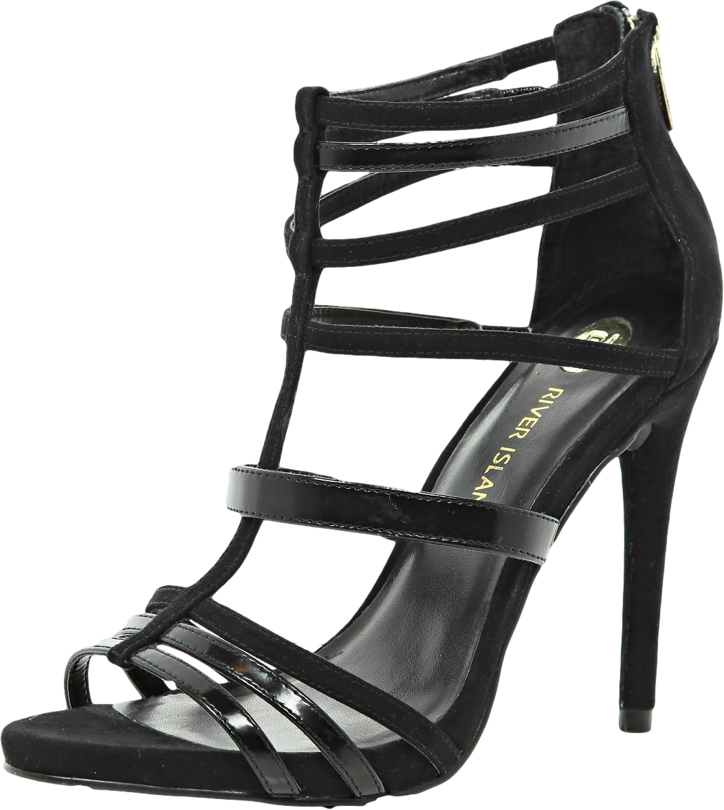 Black caged stiletto sandals