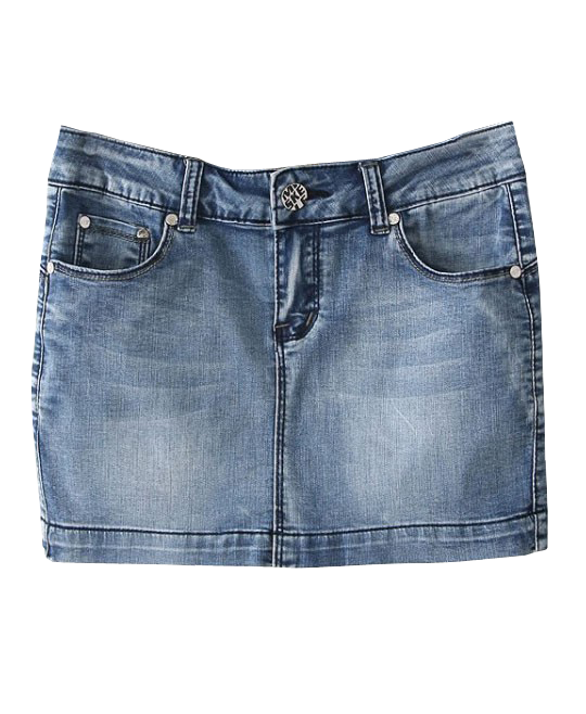 Street Style Midi Waist Denim Skirt