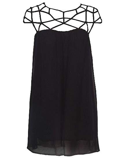 Chiffon Swing Dress with Cutout Details