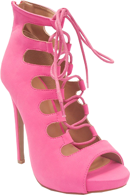 Style Stunner Peep Toe Lace Up Gladiator Booties - Pink