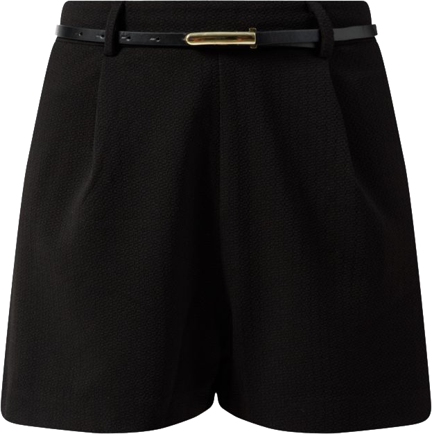 Black Belted Structured Shorts