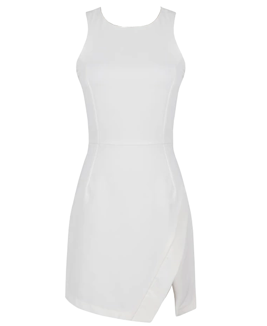 White Sexy Slit Irregular Dress