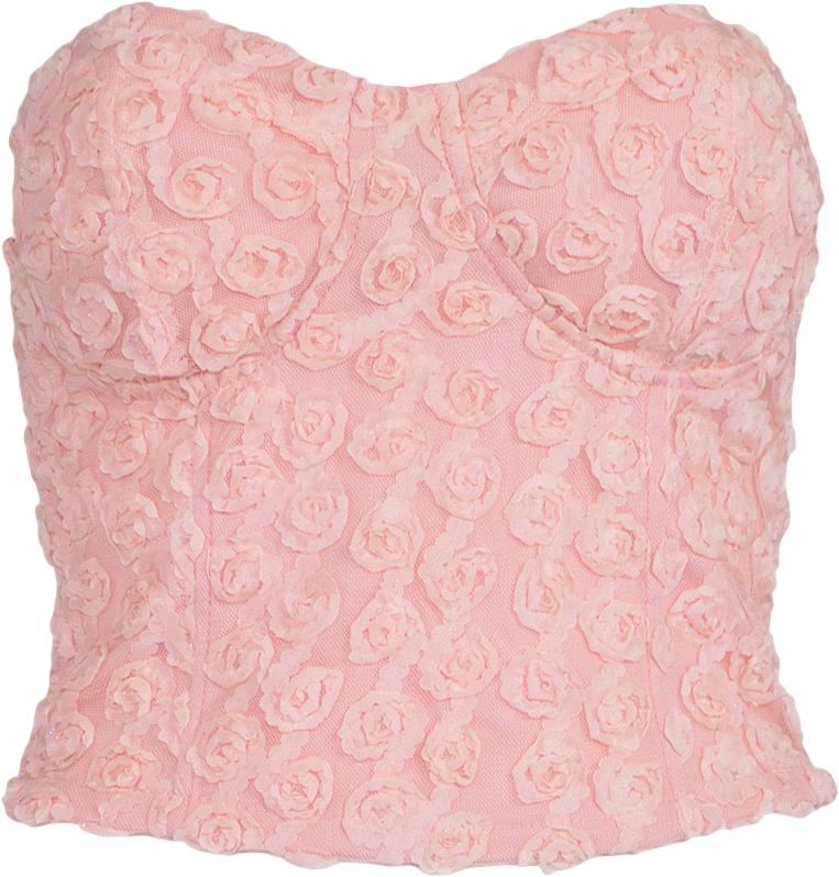 Pink Bandeau Top With Rosette