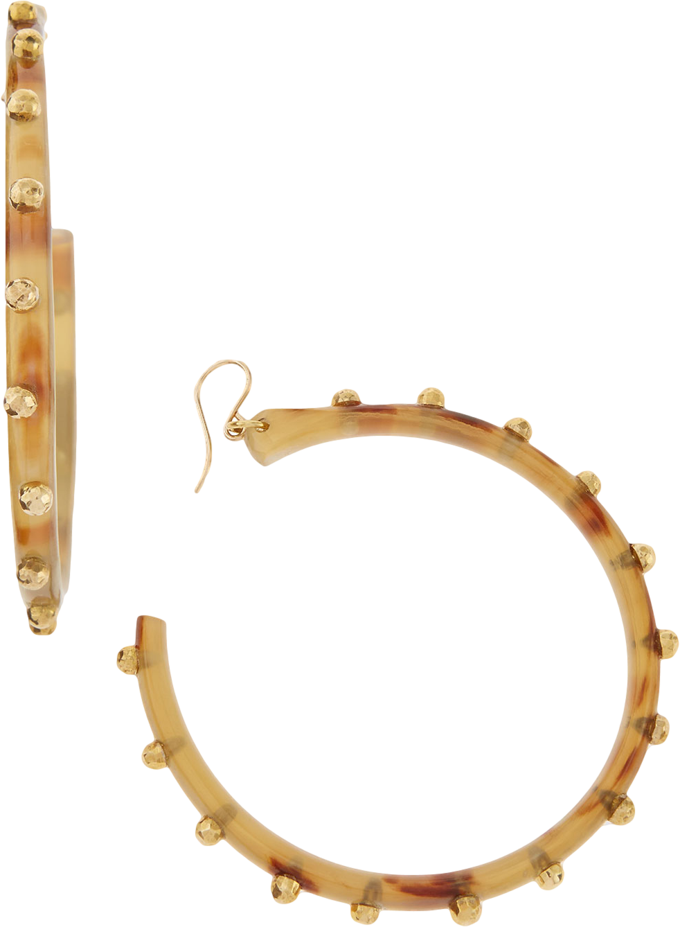 Duara Studded Hoop Earrings, Light Horn