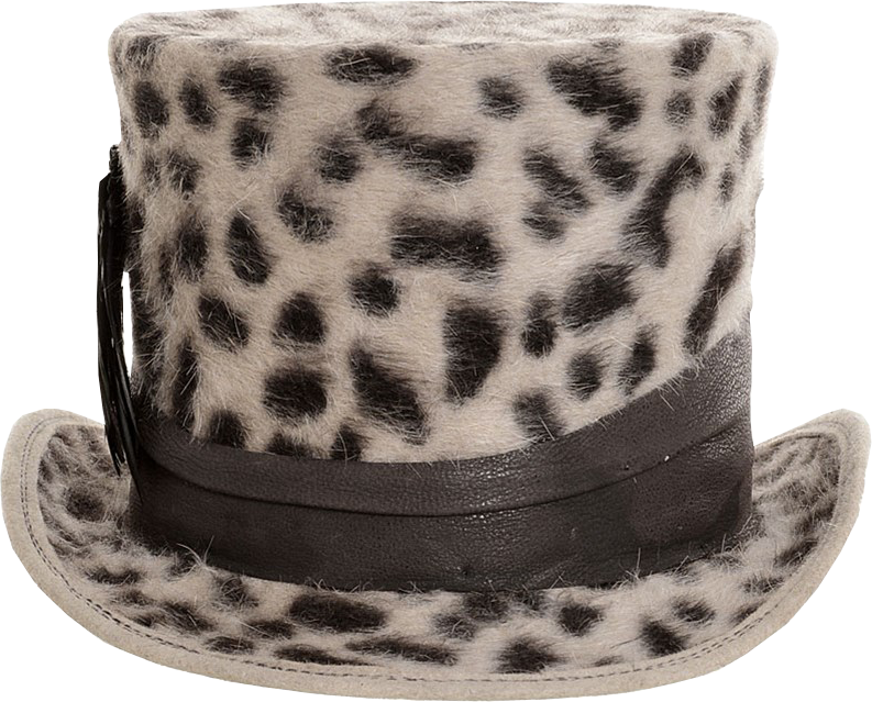 Leo Print Rabbit Fur Stovepipe Hat
