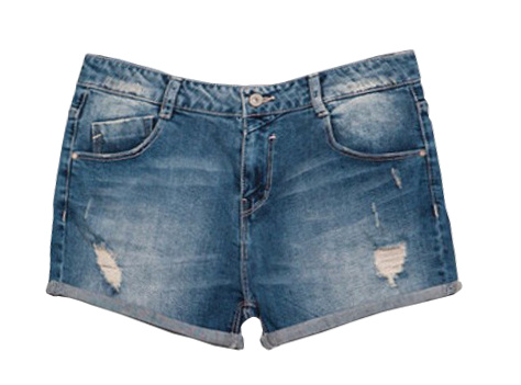 High Waist Frayed Denim Shorts With Rolled Hem