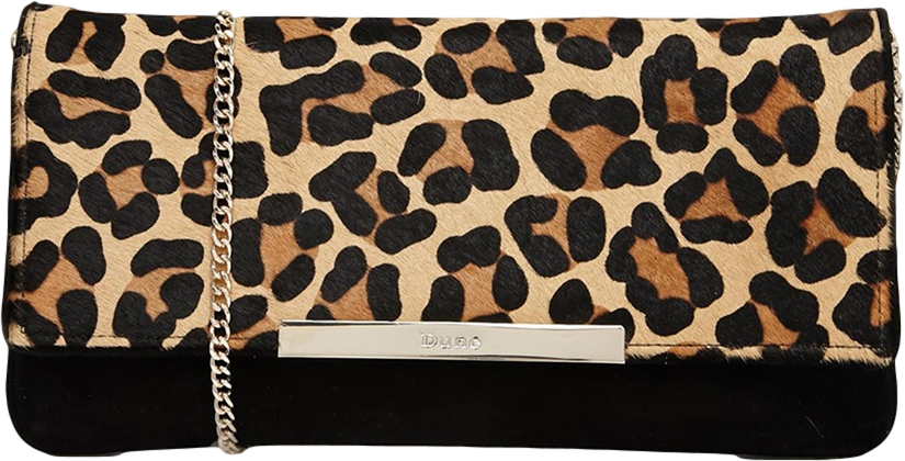 Dune Faux Pony Leopard Print Clutch Bag