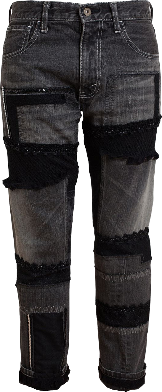 Multi Fabric Cropped Jeans