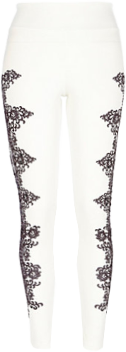White scuba lace side print leggings