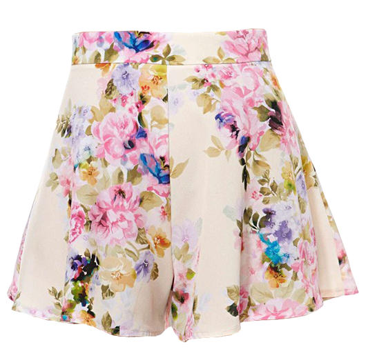 Ink Printing High Waist Chiffon Shorts