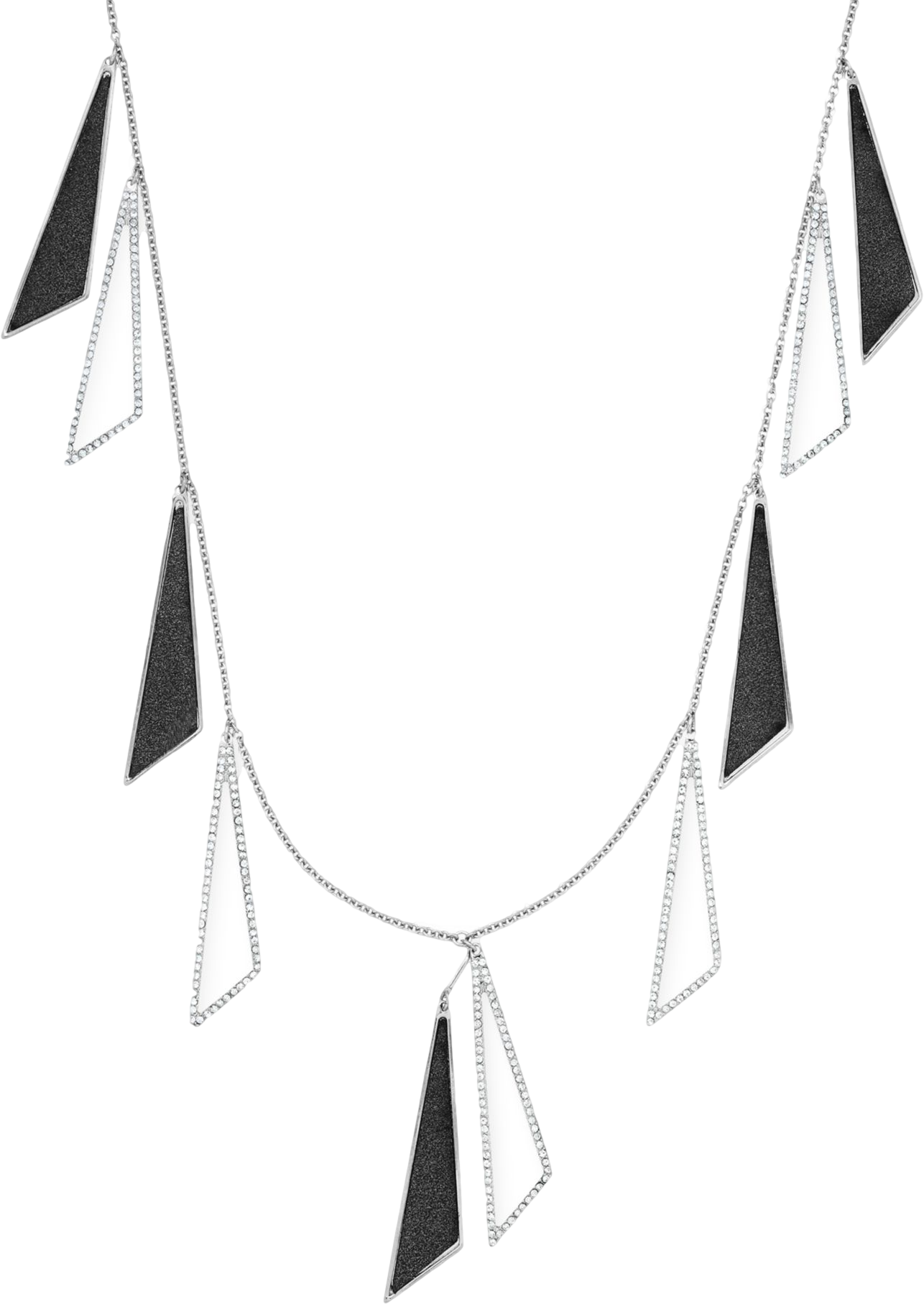 ABS by Allen Schwartz Silver-Tone Triangle Drop Scatter Station Necklace
