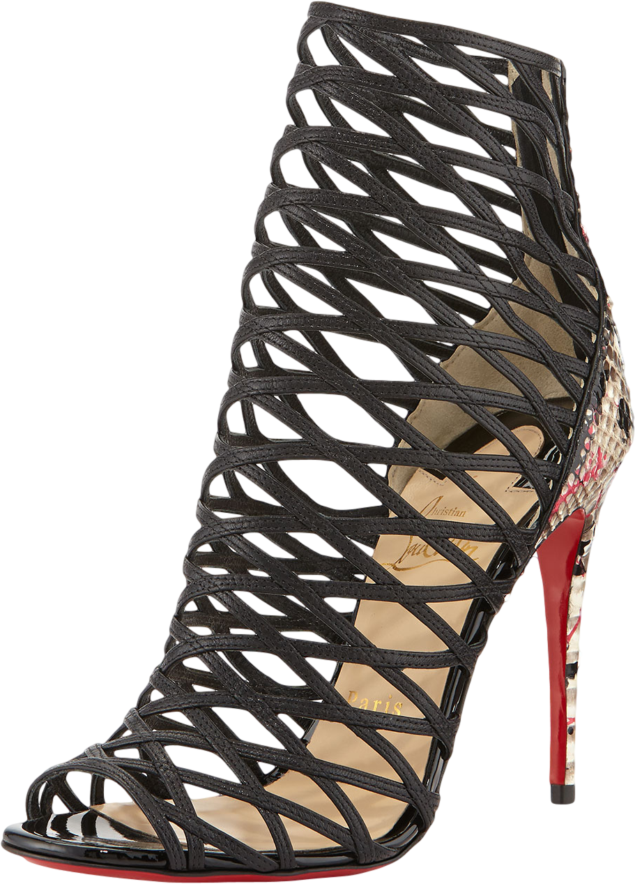 Mille Cinque Python Lattice Red Sole Bootie