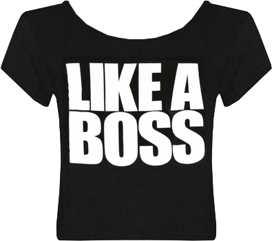 FDAvenue Like A Boss Print Crop Top In Black