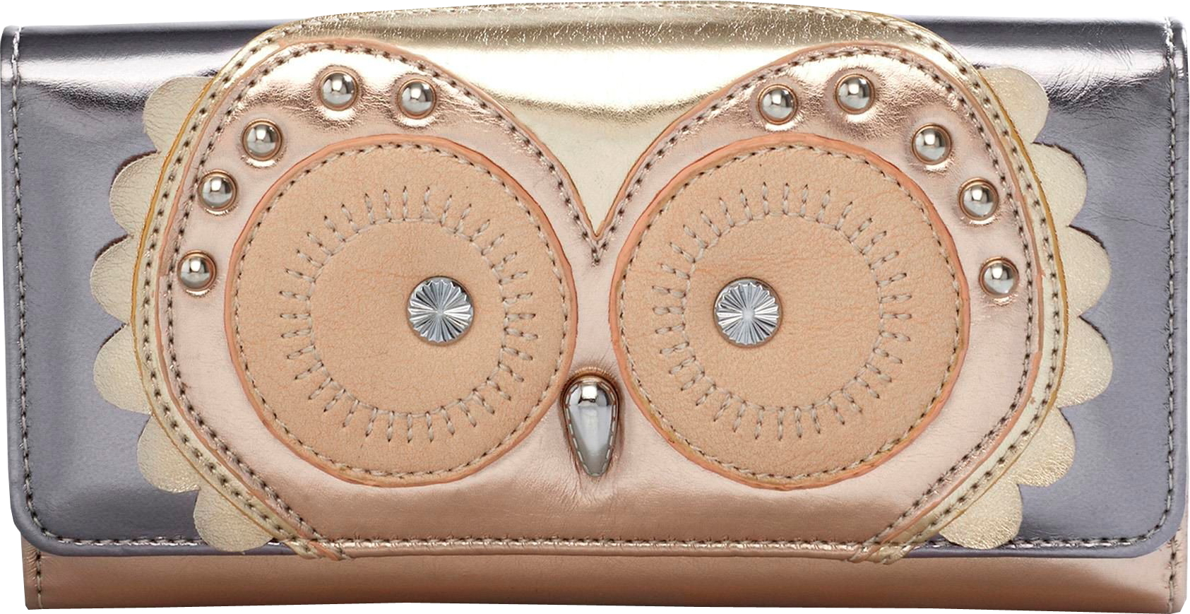 Metallic Owl Fold Top Purse