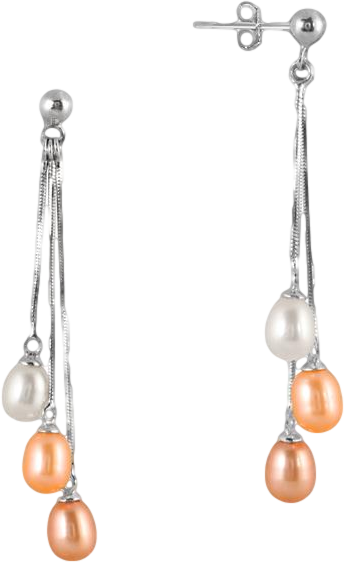 Multicolor All Natural Freshwater Pearl Drop Earrings in .925 Sterling Silver