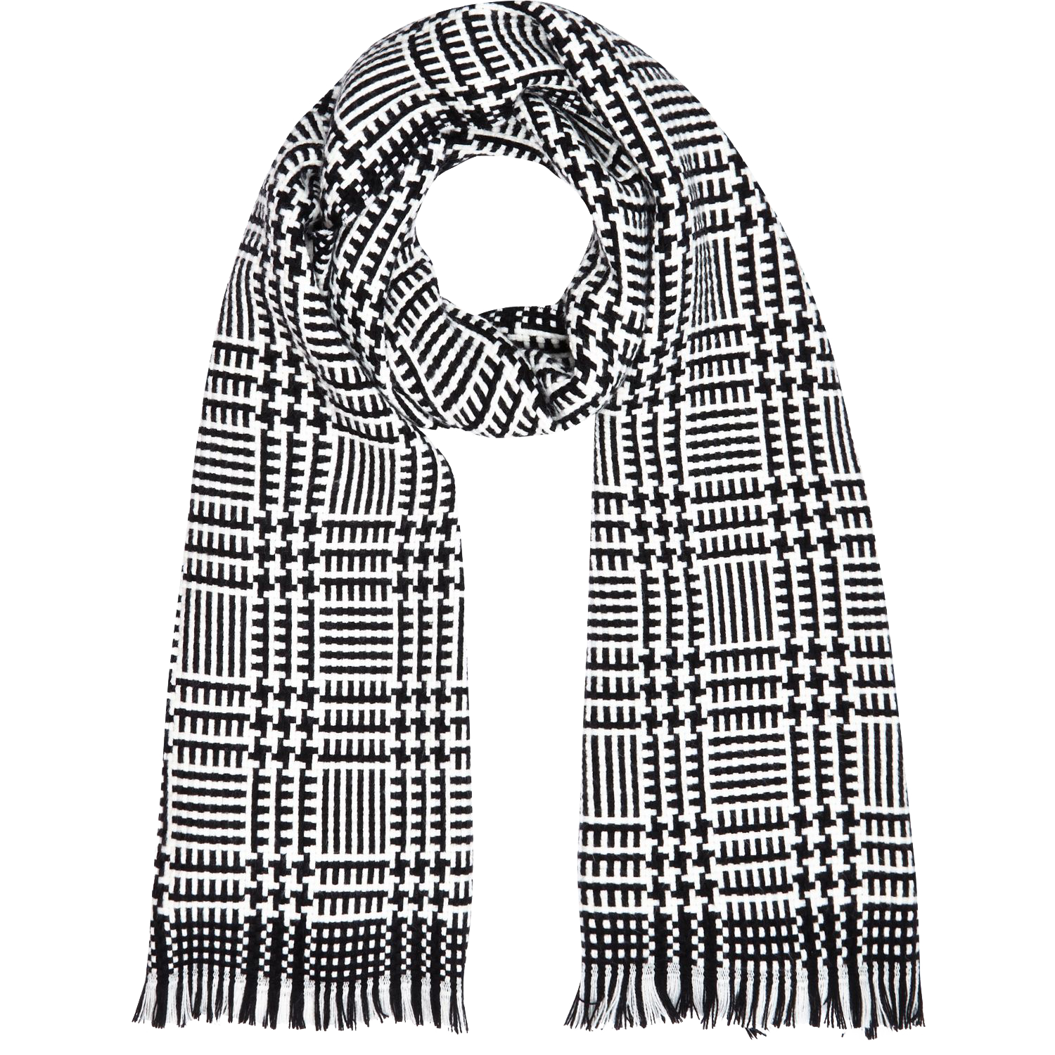 Black and white check blanket scarf