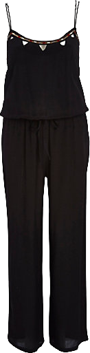 Black embellished cut out wide leg jumpsuit