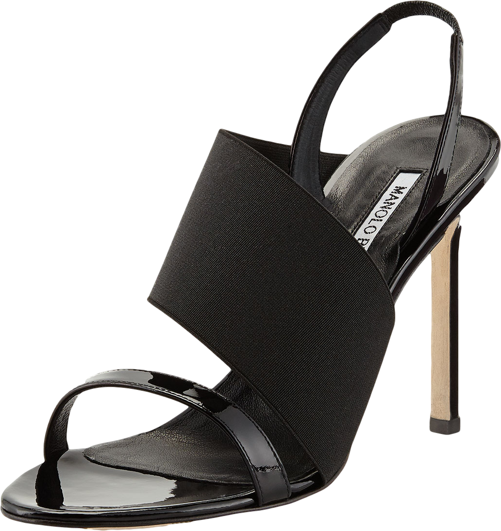 Petto Patent Crossover Sandal, Black