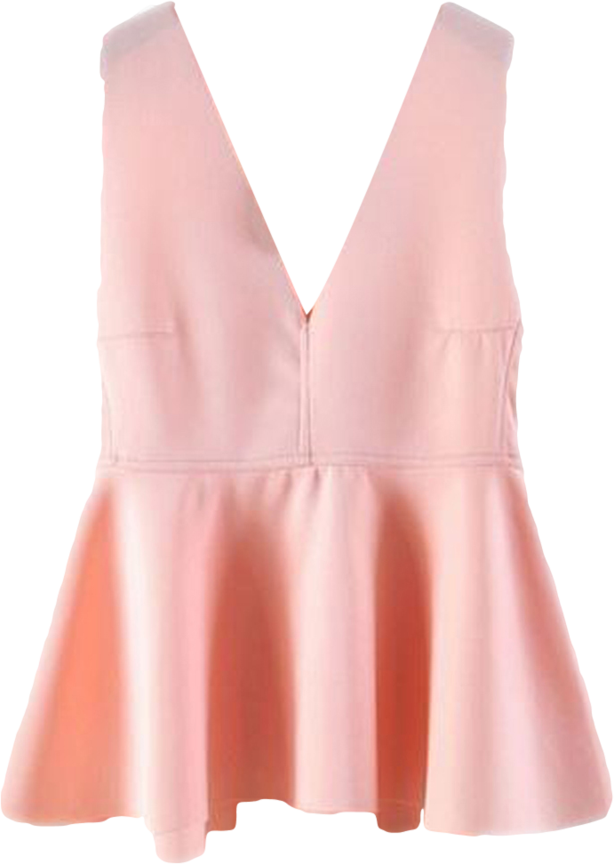 Pink Low Cut Peplum Blouse