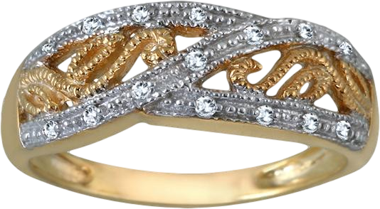 Yellow Gold Plated Diamond Antique Ring in .925 Sterling Silver