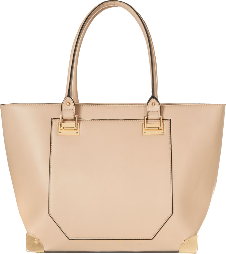 Stone Leather-Look Metal Corner Tote Bag