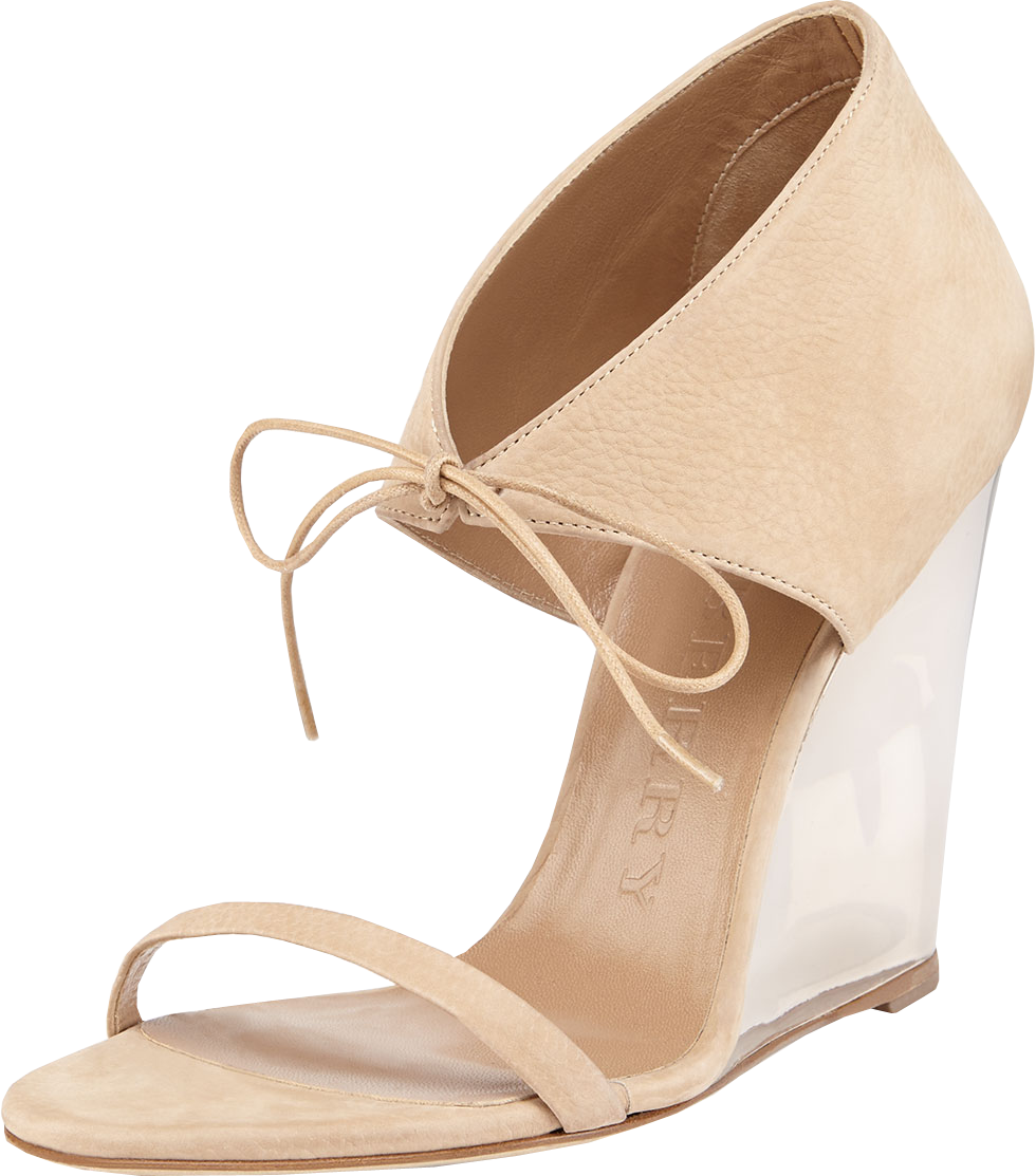 Ankle-Wrap Wedge Sandal, Stone