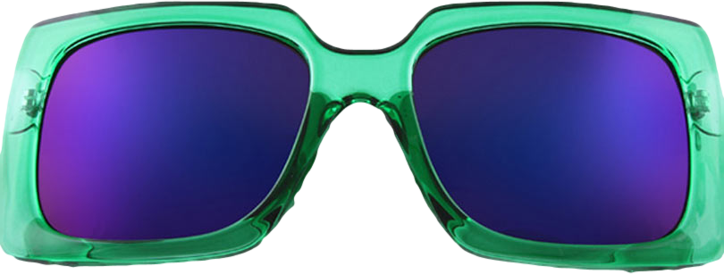Green Square Sunglasses With Mirrored Lense