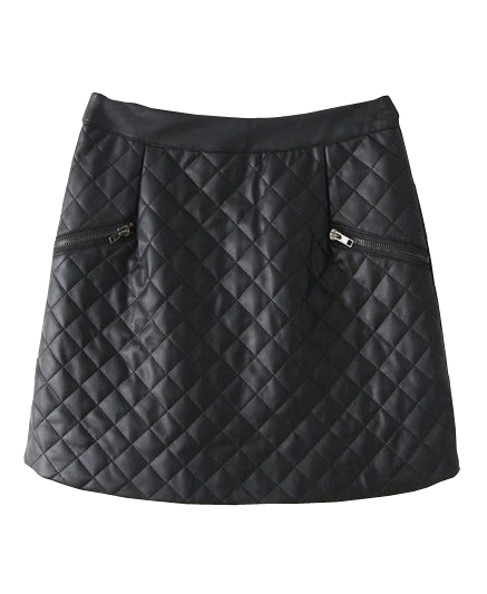 PU Leather Quilted Mini Skirt
