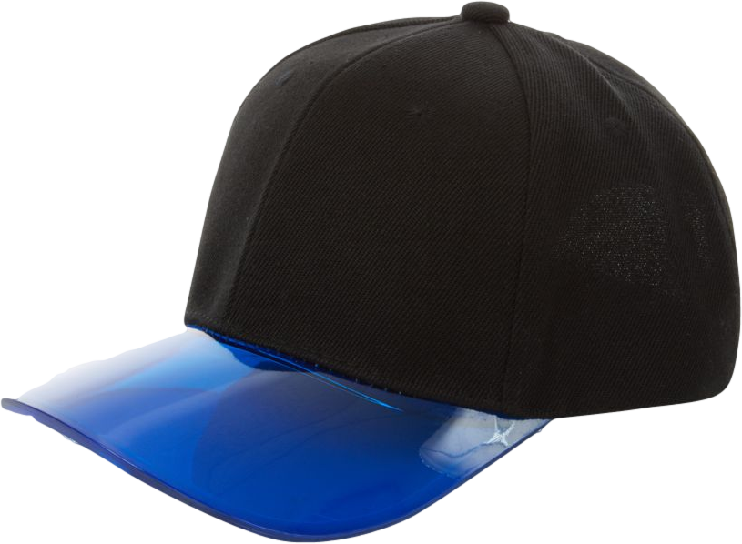 Black and Blue Plastic Flat Peak Visor Cap