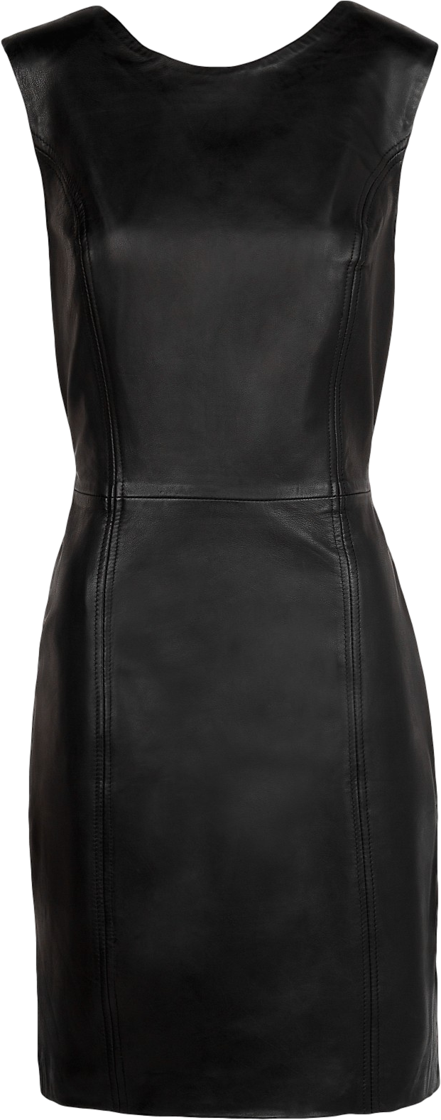 Padded shoulder leather dress