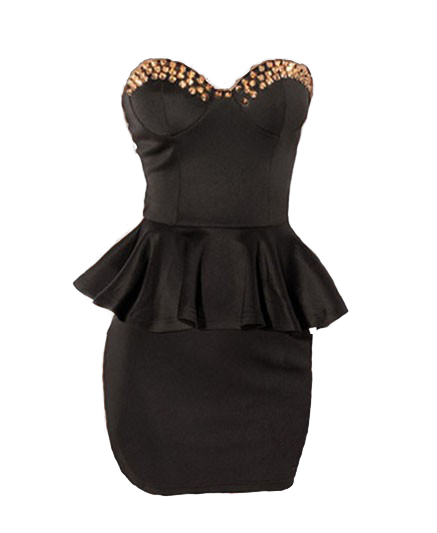Studded Sleeveless Sweetheart Neckline Peplum Dress