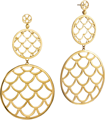 Double Round Drop Earrings. All in 18K Gold.