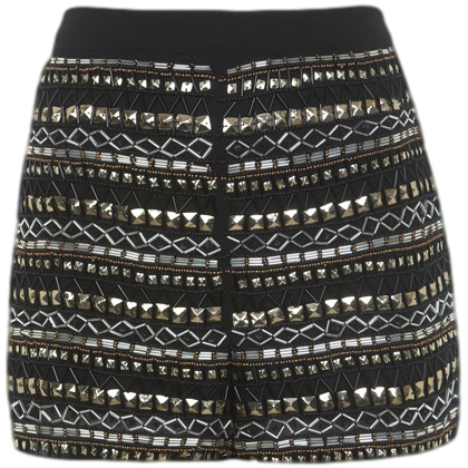 GOLD AND BLACK BEADED SHORTS